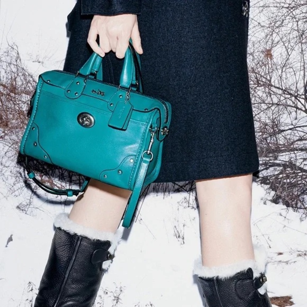 Coach Rhyder 24 leather satchel bag - teal